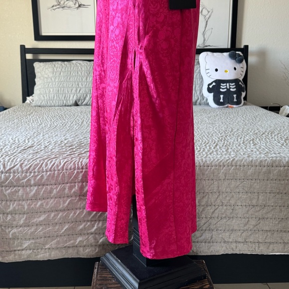 NWT Lulus Pink Satin Jacquard Cowl dress - Picture 6 of 12